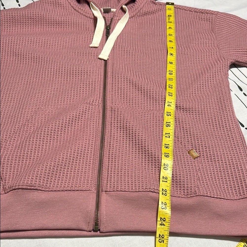 L.L. Bean Pink Waffle Print Textured Zip Hoodie.  Size Small - Picture 7 of 8